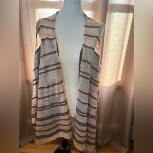 RT40. Striped Sleeveless Knit Cardigan